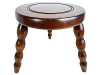 Vintage French Simple Small Stool Table Wooden Wood Chair Seat Side Stand Flower Pot Display Shelf Prop Tabouret circa 1970-80's / EVE