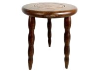 Vintage French Simple Small Stool Table Wooden Wood Chair Seat Side Stand Flower Pot Display Shelf Prop Tabouret circa 1970-80's / EVE