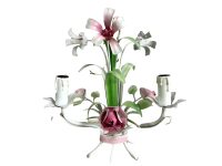 Vintage French Metal Flower Petal Bloom Shaped Ceiling Pendant Electric Lamp Light Lighting White Shabby Chic Look c1980-90's / EVE