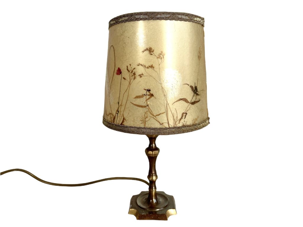 Vintage French Brass Metal Dried Flower Plant Desktop Lamp Electric Illuminating Desk Light circa 1970-80’s / EVE