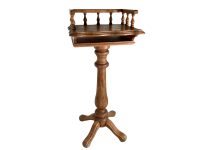 Vintage French Small Stand Table Wood Brown Telephone Side Flower Pot Ornament Display Shelf Prop circa 1970-80's / EVE