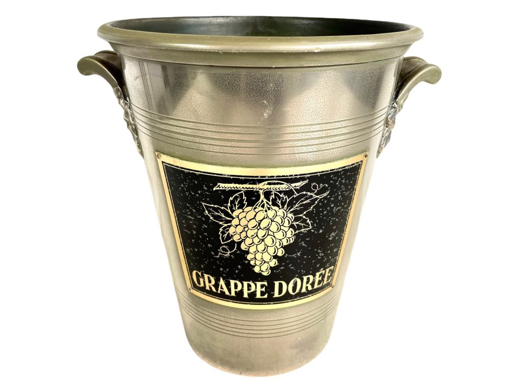 Vintage French Grape Doree Heavy Metal Champagne Wine Ice Bucket Cooler Display Stand Handled Vase Pot c1970-80’s / EVE