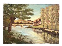 Vintage French Seaside Coastal Estuary Sea House Seaside Acrylic Painting On Hardboard Wall Decor c1960-70's / EVE