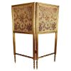 Antique French Demi Paravan Gold Wood Wooden Fire Screen Shield Divider Partition Decor Prop Furniture c1910's / EVE