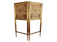 Antique French Demi Paravan Gold Wood Wooden Fire Screen Shield Divider Partition Decor Prop Furniture c1910's / EVE