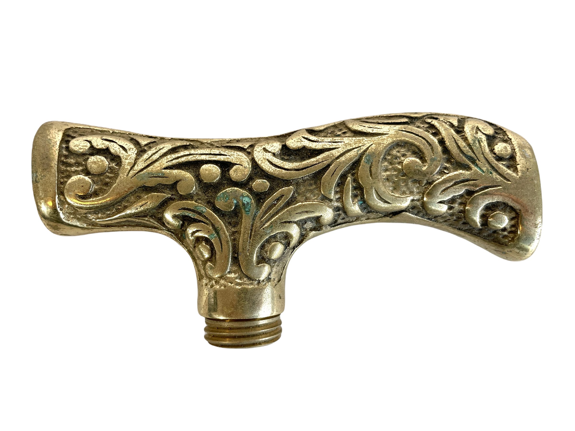 Vintage French Brass Walking Stick Handle Screw On Heavy Ornate