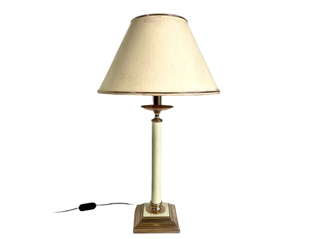 Vintage French Metal Desktop Lamp Electric Illuminating Desk Light Off White Gold Colour circa 1970-80’s / EVE