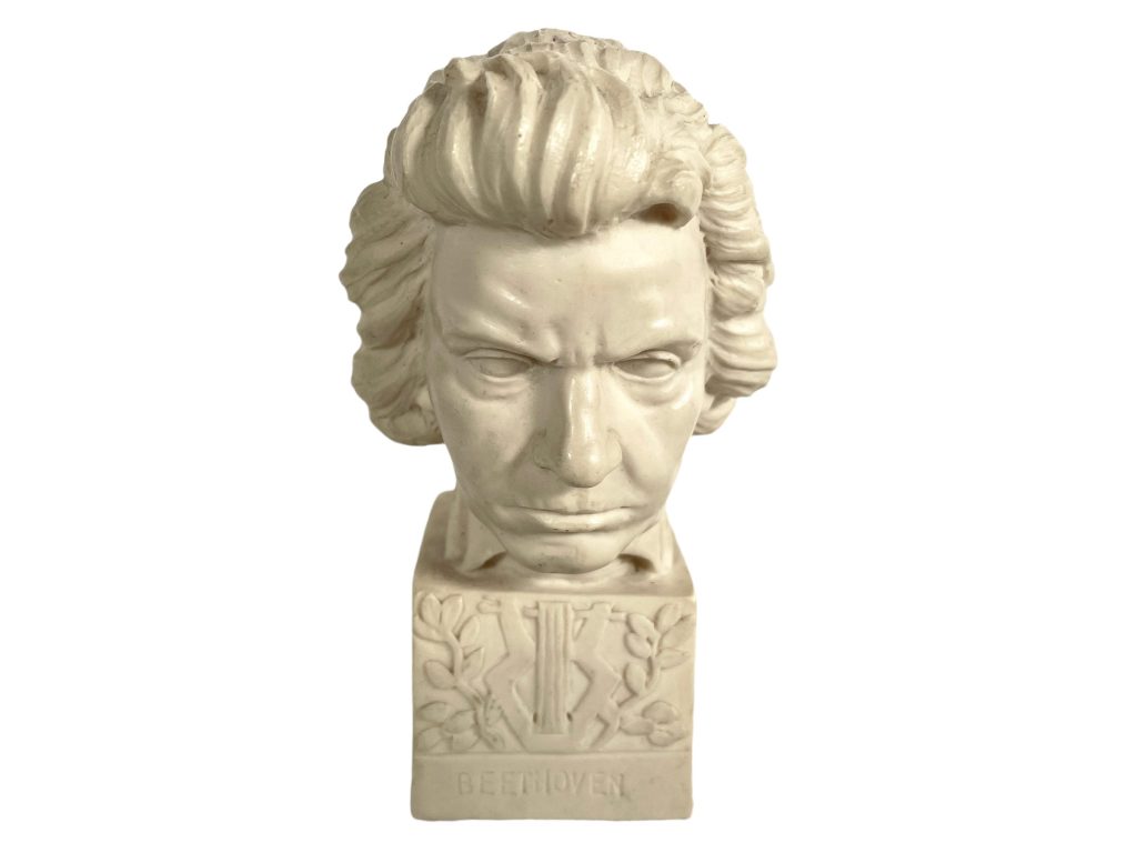 Vintage Italian A Santini Reproduction Resin Bust Beethoven Composer Musician Small Ornament Figurine Display Gift c1970’s / EVE