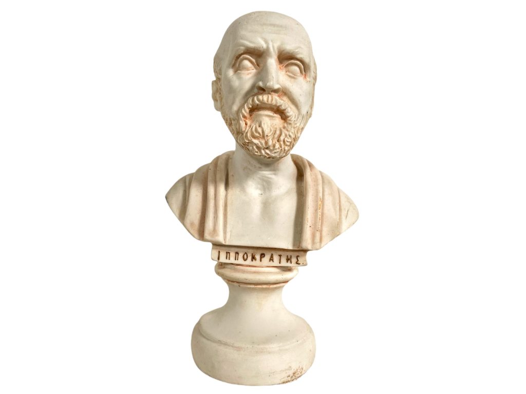 Vintage Greek Reproduction Resin Bust Hippocrates Small Ornament Figurine Display Gift c1970's / EVE