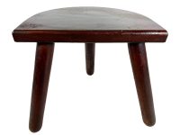 Vintage French Small Wooden Wood Milking Stool Chair Seat Kitchen Table Farm D Shaped Seat Plant Rest Stand Plinth Tabouret c1960-70's / EVE