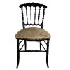 Antique French Black Faded Cross Stitch Wooden Wood Padded Chair Stand Display Rest Plinth Seating Prop Decor Napoleon III c1880's / EVE