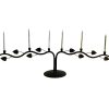 Vintage French Branch and Leaf Manora Six Candle Holder Small Candles Metal Candlesticks Holders Stands Metal Black Iron circa 1990's / EVE