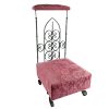 Vintage French Metal Green Painted Pink Prayer Kneeler Kneeling Stool Chair Nursing Childs Seating Kneel Pray Design c1950-60's / EVE