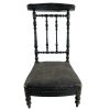 Antique French Wooden Wood Waxed Fabric Prayer Kneeling Stool Chair Nursing Childs Seating Kneel Pray Heavy Wear Worn c1880-1890's / EVE
