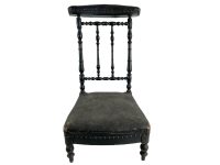 Antique French Wooden Wood Waxed Fabric Prayer Kneeling Stool Chair Nursing Childs Seating Kneel Pray Heavy Wear Worn c1880-1890's / EVE