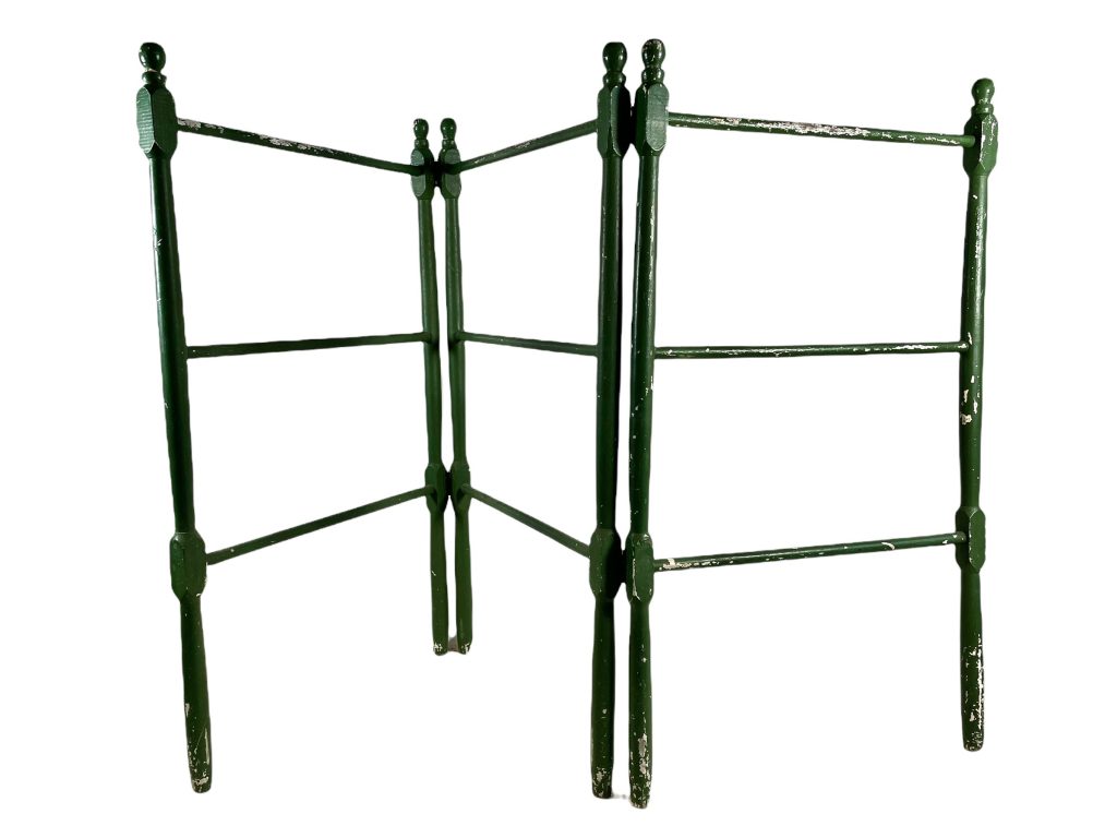 Vintage French Wooden Chippy Green Shabby Chic Floor Standing Wood Clothes Hanger Dryer Stand Storage Display Rail Shop Retail c1930's / EVE