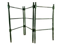 Vintage French Wooden Chippy Green Shabby Chic Floor Standing Wood Clothes Hanger Dryer Stand Storage Display Rail Shop Retail c1930's / EVE