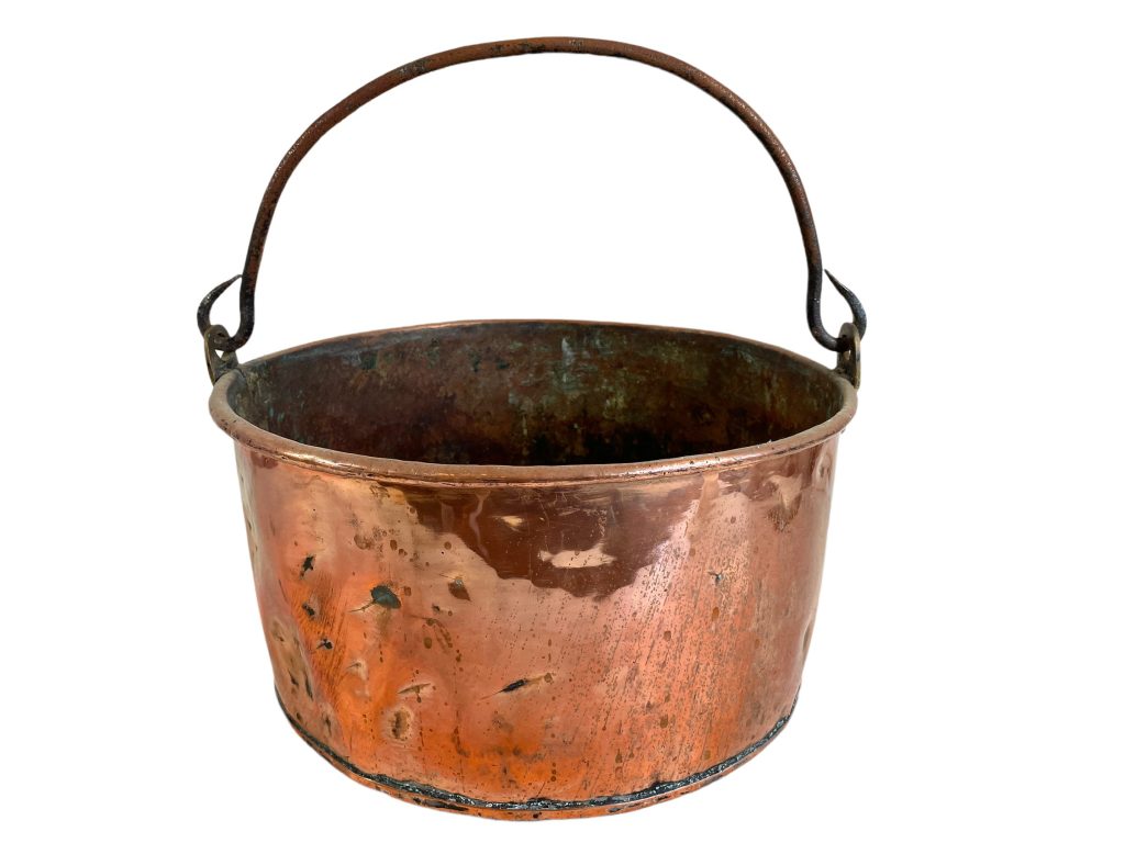 Antique French Large Copper Metal Hanging Sugar Jam Pan Saucepan Cooking Pot Stove Top Traditional French Kitchen c1900’s / EVE