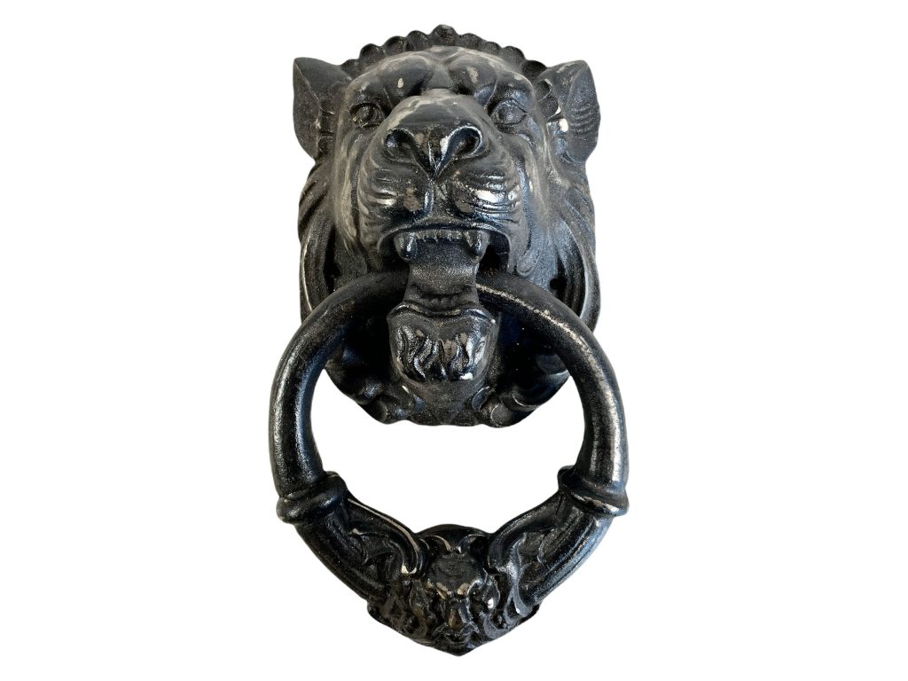 Vintage French Extra Large Ornately Decorated Lions Head Cast Metal Aluminium Door Knocker Knock Handle Pull Fitting circa 2000 / EVE