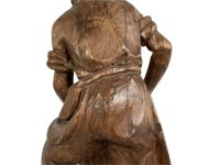 Alternative view of Vintage French Large Woodcutter Man Axe Decorative Wooden Wood Carved Ornament Statue Figurine Rustic Carving Rural Log c1960-70's / EVE