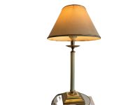 Alternative view of Vintage French Metal Desktop Lamp Electric Illuminating Desk Light Off White Gold Colour circa 1970-80's / EVE