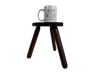 Alternative view of Vintage French Small Wooden Wood Milking Stool Chair Seat Kitchen Table Farm D Shaped Seat Plant Rest Stand Plinth Tabouret c1960-70's / EVE