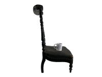 Alternative view of Antique French Wooden Wood Waxed Fabric Prayer Kneeling Stool Chair Nursing Childs Seating Kneel Pray Heavy Wear Worn c1880-1890's / EVE