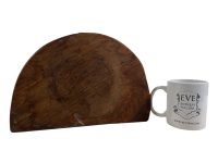 Alternative view of Vintage French Wooden Wood Milking Chunky Stool Chair Seat Kitchen Table Farm D Shaped Seat Plant Rest Stand Tabouret c1960-70's / EVE