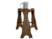 Alternative view of Vintage Rattan Stool French Wooden Wicker Brown Wood Woven Raffia Low Small Chair Seating String Woven Plinth Stand Pot c1960-70's / EVE