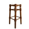Vintage Tall Rattan Stool French Wooden Wicker Brown Wood Woven Raffia High Chair Seating String Woven Plinth Stand Pot c1970-80's / EVE