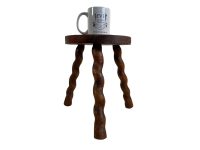 Alternative view of Vintage Stool Tabouret French Wooden Brown Natural Wood Twisty Legs Chair Stand Pot Plant Display Rest Plinth Seating c1950-1960's / EVE