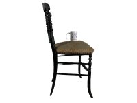 Alternative view of Antique French Black Faded Cross Stitch Wooden Wood Padded Chair Stand Display Rest Plinth Seating Prop Decor Napoleon III c1880's / EVE