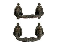 Antique French Heavy Large Ornate Bronze Brass Metal Door Handle Pull Opener Prop Front Entry TWO AVAILABLE c1910's / EVE