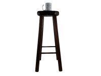 Alternative view of Vintage French Tall Heavy Strong Wooden Wood Stool Chair Seat Kitchen Bar Side Table Flower Pot Stand Display Prop c1980-90's / EVE