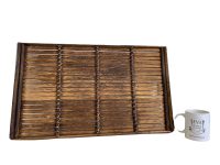 Alternative view of Vintage French Bamboo Canework Serving Lap Tray With Handles Platter Trivet Stand circa 1960-70's / EVE