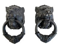 Alternative view of Vintage French Extra Large Ornately Decorated Lions Head Cast Metal Aluminium Door Knocker Knock Handle Pull Fitting circa 2000 / EVE