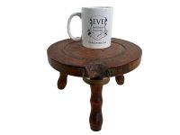 Alternative view of Vintage French Small Wooden Wood Plant Stand Or Stool Chair Seat Kitchen Table Farm Circular Bobbin Legs Plinth Tabouret c1940-50's / EVE