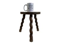 Alternative view of Vintage Stool Tabouret French Wooden Brown Natural Wood Twisty Legs Chair Stand Pot Plant Display Rest Plinth Seating c1950-1960's / EVE