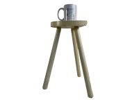 Alternative view of Vintage Stool French Traditional D Shaped Seat Hand Painted Long Leg Normandy Milking Chair Plant Pot Stand Plinth Tabouret c1960-70's / EVE