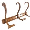 Vintage French Wood Wooden Three Knob Hook Shelf Coat Hanger Decor Display Hallway Cloakroom Stable Shed c1920-30's / EVE