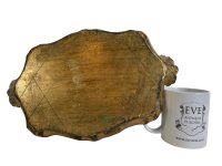 Alternative view of Vintage Italian Florentine Florence Green Gold Wood Ornately Decorated Small Serving Lap Tray Handled Decoration c1980-90's / EVE