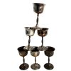 Vintage English EPNS Silver Plate Drinking Wine Goblets Metal Set Of Five Chalice Cup Interior Design Decor Display c1940-50's / EVE