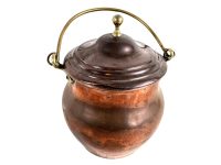 Antique French Copper Brass Hanging Fireplace Cooking Heating Standing Stew Water Flower Pot circa 1960-70's / EVE