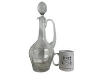 Alternative view of Vintage French Wine Water Spirits Clear Glass Crystal Caraffe Drinks Table Decanter Jug circa 1970-80's / EVE