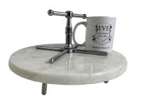 Alternative view of Vintage French Large Stone Marble Lazy Jane Cheese Serving Plate Dish Board Revolving Spinning circa 1980's / EVE