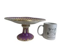 Alternative view of Antique French Ceramic Cake Stand Plate Platter Dish Afternoon Tea Serving Display Purple circa 1910-20's / EVE