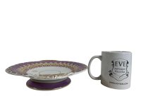 Alternative view of Antique French Ceramic Cake Stand Plate Platter Dish Afternoon Tea Serving Display Purple circa 1910-20's / EVE