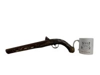 Alternative view of Antique French Decorative Non Functioning Pistol Musket Gun Pair Ornament Display Man Cave Wall Decor Rusty circa 1910-1920's / EVE