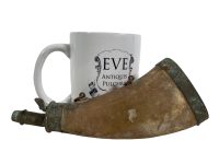 Alternative view of Antique French Decorative Non Functioning Pistol Musket Gun Shot Powder Filling Shotgun Ornament Display Man Cave Horn Rusty c1920's / EVE