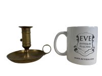 Alternative view of Vintage English Brass Metal Standing Hand Held Portable Candle Candlestick Candelabra Stick Pedestal Ornament Stand Decor c1930's / EVE